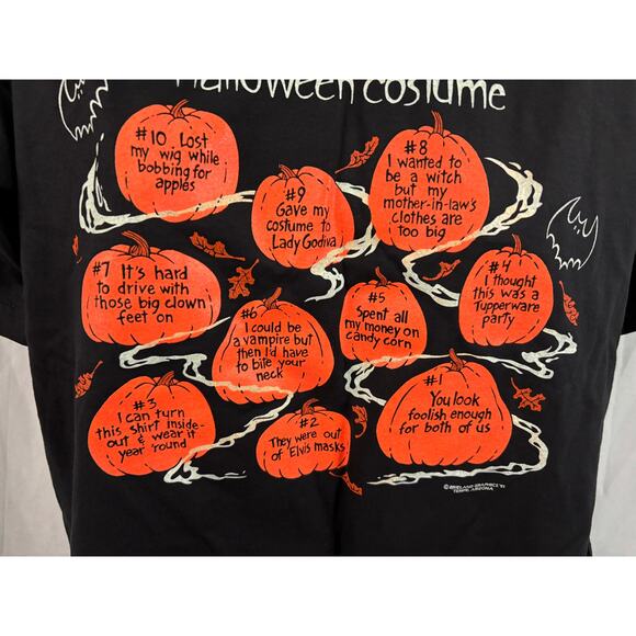 Vintage 1991 Glow In The Dark Halloween Graphic T Shirt Brieland LARGE New - Picture 8 of 12